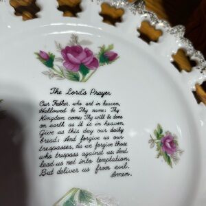 Decorative Plate with Floral Design and Prayer